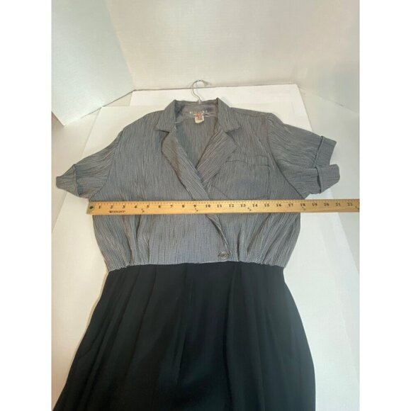 Taurus II Vintage 80’s Black & White Jumpsuit Pockets Elastic Waist Women Size 8 - Picture 7 of 10